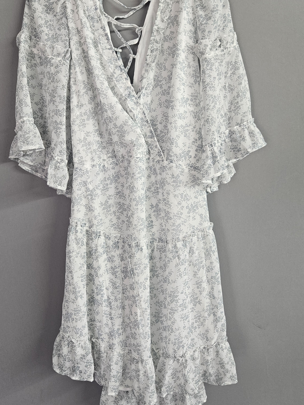 Light Blue Floral Tie-Back Women’s Dress